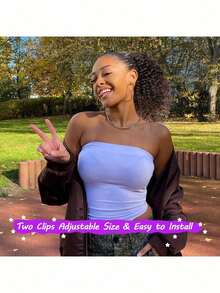 Fashion  Short Curly Ponytail, 12 Inch Natural Pull Rope, Two Clips, Synthetic African Female - Multicolor - View 5