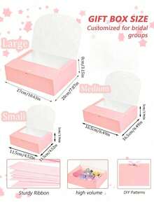 10个装迷你粉色礼盒，伴郎邀请礼盒，奢华粉色丝带婚礼礼盒，生日礼盒，派对礼盒，礼品盒，伴娘礼盒，毕业礼物，情人节礼盒