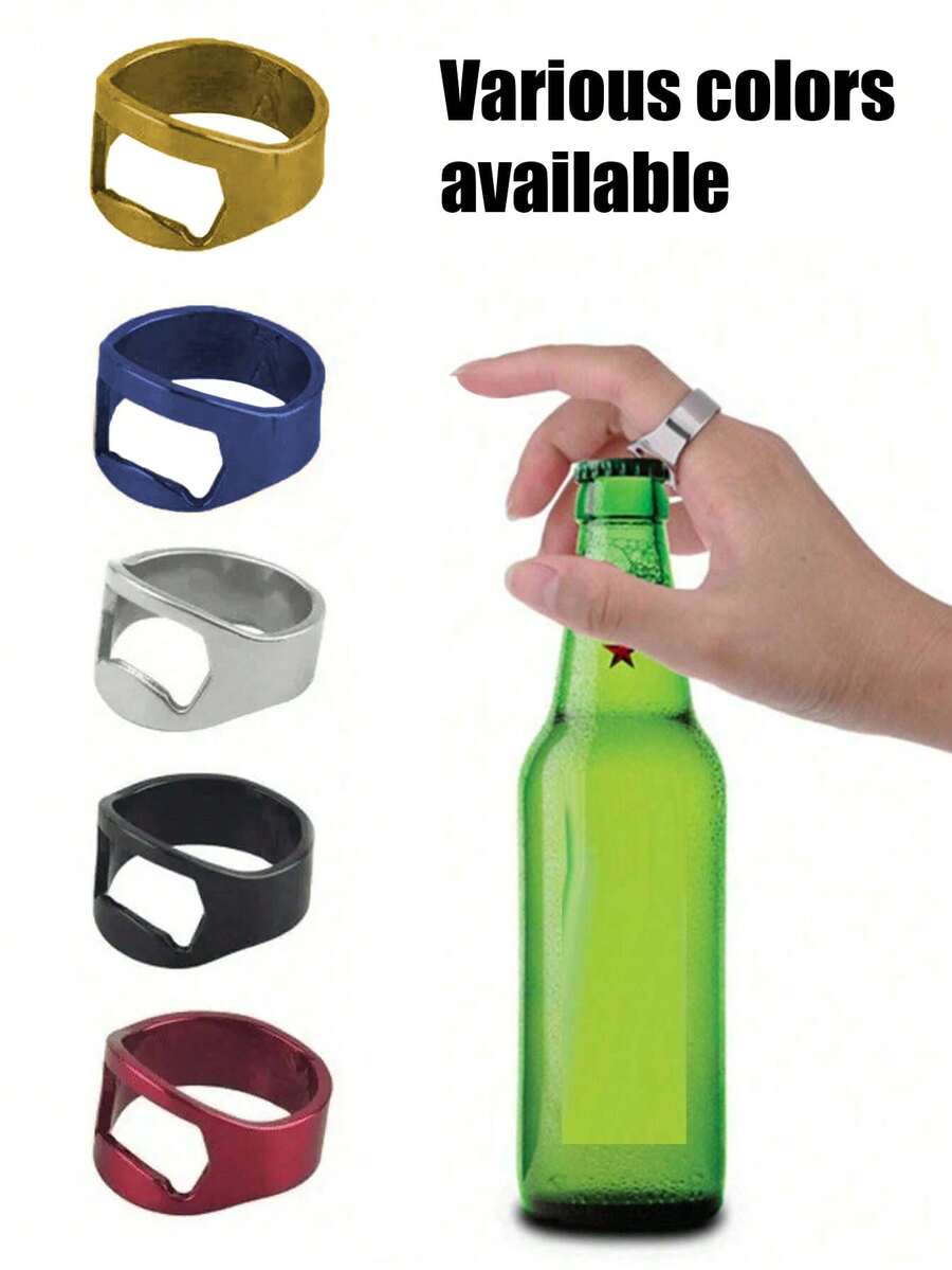 Stainless Steel Ring Bottle Opener, Creative Beer Bottle Opener, Finger Ring Bottle Opener, Kitchen Gadgets, Ring Beer Bottle Opener Ring, Stainless Steel Finger Bottle Opener, Cool Finger Ring For Men And Women Party Gifts, Portable Wine Opener Bar, Wine Opener, Hand Jewelry, For Outdoor, Camping