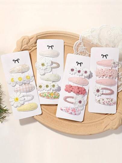 5pcs/Set Cute Fangirl Printed Alloy Hair Clips Hair Accessories For Girls