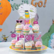 24 件/套闪光粉色手提包和口红形状纸杯蛋糕装饰物，女士生日派对装饰品 - 彩色 - 查看 2