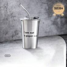 1个不锈钢平底啤酒杯，304单层冷饮杯，夏季 - 銀色 - 查看 10