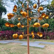 Large, Gold Outdoor Wind Spinner Outdoor Decor Metal Windmill With 360° Rotation, Kinetic Garden Spinner With Dual-Blade Design, Decorative Lawn Windmill Wind Sculpture And Spinner