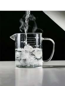 耐高温玻璃量杯，带刻度和手柄，搅拌杯，微波炉专用鲜奶杯，透明，1个装