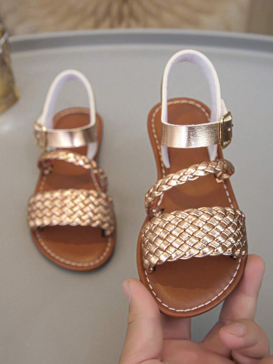 Summer Children Woven Strap Sandals, Casual & Fashionable, Unisex Flat Beach Shoes, Suitable For Everyday Wear, Vacation & Travel