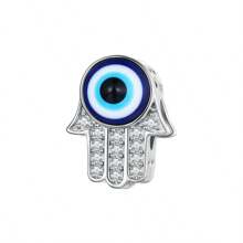 WOSTU 1pc 925 Sterling Silver Hand Pendant Blue Design Charm Bead Fit For Women Original Bracelet Fine Jewelry Gift