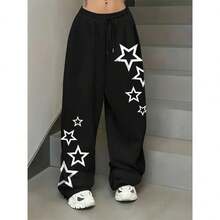 Comfortable Kanji Printed Pants Casual Urban Style Premium Cotton - màu đen - Xem 1