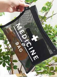 Bolsa de maquillaje de malla con texto "Medicina", bolsa de almacenamiento portátil, bolsa de cosméticos, bolsa de cuidado de la piel, esencial de viaje, suministros de dormitorio, regalo nupcial, regalo del Día de la Madre, regalo de cumpleaños, regalo para amigos y maestros, bolsa de almacenamiento de medicamentos, bolsa de almacenamiento de baño, bolsa de almacenamiento de joyas, bolsa de almacenamiento de brillo labial y maquillaje, bolsa de artículos de tocador de dormitorio estudiantil, regalo para esposa, familia, amigos, colegas - Multicolor - Ver 5
