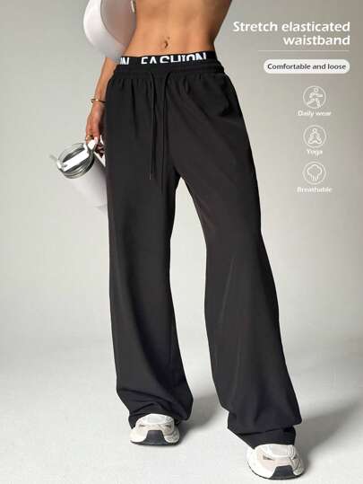 Damen Weite Bein Gewebte Jogginghose - Hoher Bund Yoga Locker Sitzende Hose, Butterweiche Athflow Lounge Hose für Gym Laufen Reisen, 2025 Cloudtouch Aktivbekleidung Leggings