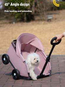 1pc Mini Pet Stroller, Lightweight Foldable Cat Dog Outdoor Walking Trolley Dog Stroller Cat Stroller Pet Stroller Dog Strollers For Dogs - Pink - View 5