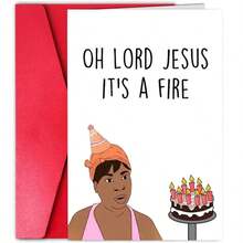 1Pc Oh Lord Jesus, This Is A Fire. Fun Birthday Card With Envelope (4.92 Inches * 6.93 Inches), Suitable For Family, Friends, Men And Women, Small Business Items, Unusual Items, Thank-You Cards, Birthday Decorations, Humorous Birthday Cards. - Multicolor - View 2