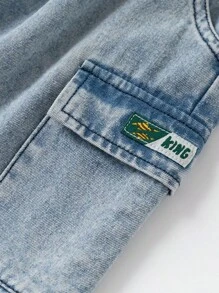 Pantaloncini cargo in denim alla moda per ragazzi, pantaloni estivi larghi in stile coreano
