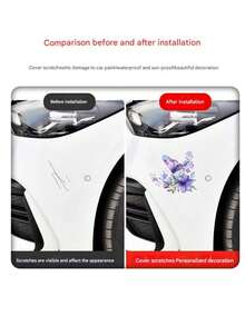 1pc Fashionable Floral Car Sticker Decoration Decal Scratch Sticker, Waterproof Decoration For Cars - Multicolor - View 3