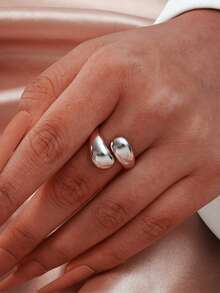 1pc Minimalist Cross Circle Adjustable Ring, Unique Jewelry - Yellow Gold - View 2