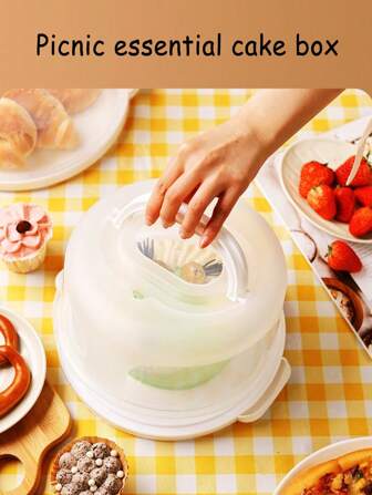 6" Reusable Cake Storage Box, Round Cake Portable Hand Carry PP Plastic Cake Carrier, Fridge/Freezer Friendly