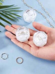 3PCS Cute Acrylic Valentine's Day Engagement Wedding Party Favors Ring Box, Earrings Earring Ring Storage Box, Jewelry Display Box, Transparent Crystal Plastic Ring Box, Earrings Jewelry Storage Display Box, Wedding Valentine's Day Favors Box, Exquisite High-End Convenience Goods