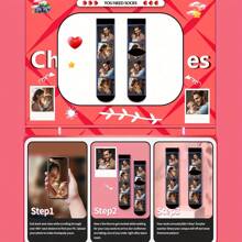 1 Pair Of Custom Couple Socks, Family Custom Socks, Personalized Socks, Pet Anniversary Gift, One Year Gift, One Year Custom Socks, Women's Socks, Men's Socks, Personalized Novelty Socks, Have Their Own Handsome And Beautiful Photos