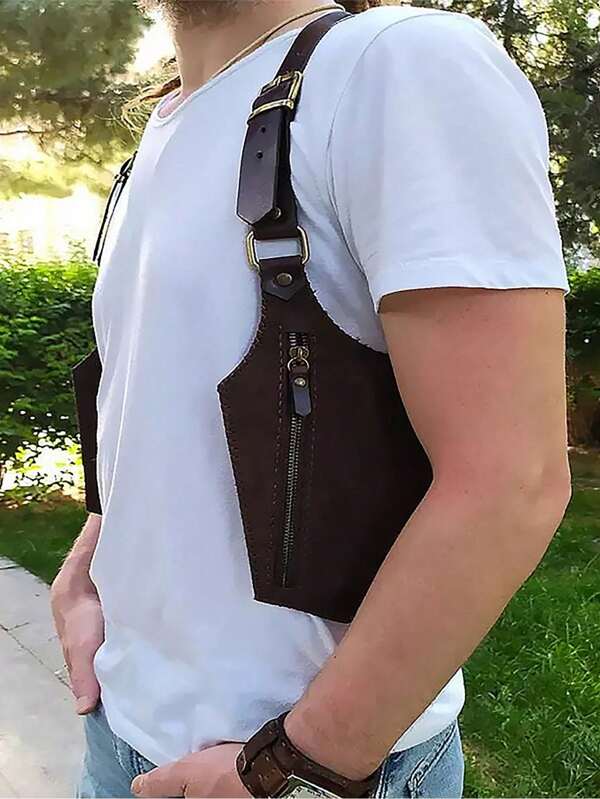 1 pezzo Borsa a tracolla vintage in pelle, con cinturino regolabile, borsa a tracolla, custodia con zip per telefono, portafoglio multifunzione, adatta per uso quotidiano e vacanze