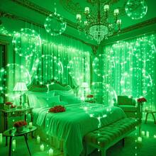 10/1 Luminous LED Transparent Wave Balloon Set (Inflated Size Approximately 35cm-40cm), With 3.0-Meter (Approximately 9.84ft) LED Light String (Excluding Internal Power) Suitable For Birthday Decoration, 2025 Graduation Decoration, Wedding Decoration, Mother's Day, Room Decoration, Shooting Props (Multi-Color Optional)