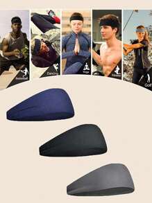 Set de 3 Diademas Deportivas para Hombres, Diademas Deportivas para Correr, Ciclismo, Baloncesto, Yoga, Entrenamiento Fitness, Unisex Elásticas