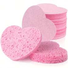 10/20-Pack Heart-Shaped Facial Sponges - Gentle Exfoliating & Cleansing Pads For All Skin Types, Professional Grade, Chemical-Free, Perfect For Makeup Removal, Face Massage & Mask Application - Multicolor - View 2