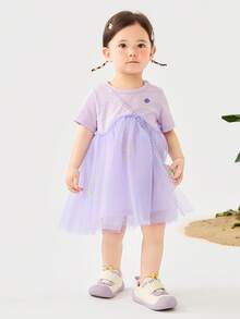 mini bala Mesh Dress Girls' Baby Skin-Friendly Breathable Sweet 2025 New - Pink Purple - View 1