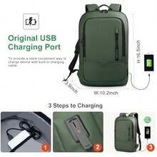 Laptop Backpack Mens Computer Rucksack Lightweight Slim Laptop Rucksack Waterproof Daypack With USB Charging Port Compact Bag Busin Travel College School Bag For Office Work Outdoor-15.6'' Green - 15.6'' - View 3