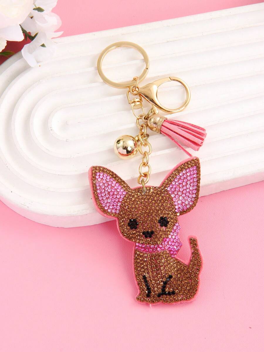 1pc Rhinestone Adorable Dog Keychain For Purse - Cute Puppy Bag Charm With Dangling Paws, Perfect For Backpack, Keys, Gift For Dog Lovers (Pet Lover Accessories)