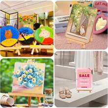 4 pachete, 1 șevalet + 1 planșă de desen + 1 paletă + 1 pensule, set de 4 piese, șevalete artistice din lemn pentru pictură și meșteșuguri, suport trepied reglabil, afișaj portabil de masă pentru artă, pânză, fotografii și semne