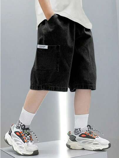1pc Boys Loose Fit Denim Shorts, Summer