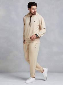 Men's Sweatshirt And Pants Set - 米色 - 查看 4