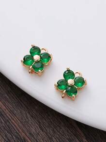 1 pieza/5 piezas Colgante de flor de trébol de cristal de circonia cúbica microincrusted, hecho a mano para hacer pulseras y joyas DIY, de aproximadamente 7,7 * 10 mm incluyendo el anillo, elegante kit de accesorios de colgante de cuentas portátil DIY