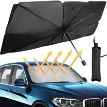 1 pieza Parasol de coche plegable para parabrisas, aislante del calor, protección UV, instalación conveniente, accesorios refrescantes para el interior del vehículo