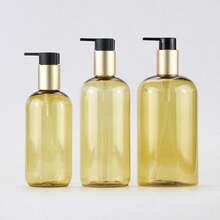 1pc 300/500ml Refillable Shampoo Bottle, Suitable For Transferring Shower Gel, Body Lotion, Travel Size Containers, Bathroom Liquid Soap Dispenser - Brown - View 3