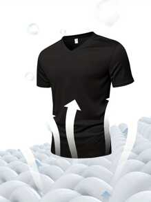 3pcs Men's Casual V-Neck T-Shirts, Soft & Comfortable Fabric, Breathable, Solid Color Versatile, Suitable For Summer Outing, Gathering, Sport Exercise