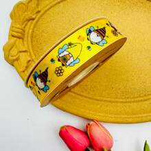2.5cm Wide Cross-Border Sunflower And Bees Paragaph Ribbon, Decorative For Summer Scene
