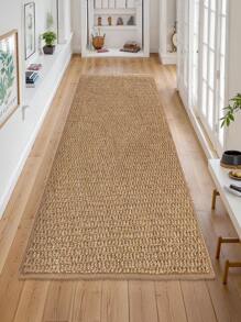 1pc High-End Faux Sisal Pineapple Print Brown Carpet, Simple Design For Indoor/Outdoor Entryway, Hall, Kitchen And Other Areas