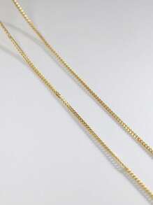 1 pieza Collar de cadena lateral de S925 plata pura chapado en oro para mujer, diseño minimalista de moda, adecuado para uso diario, se puede combinar con colgantes y capas con otros collares.