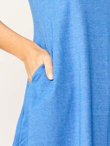 Free Tribe Women's Casual Dress With Pocket - Royal Blue - View 3