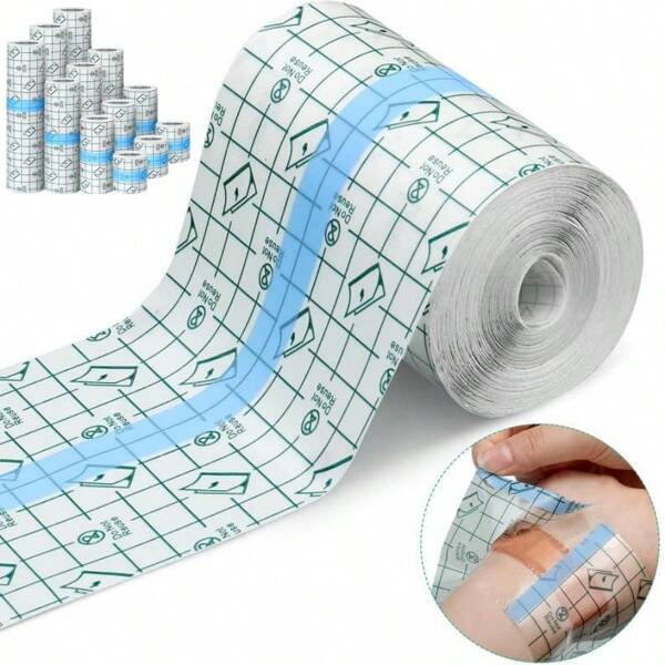 1 Roll 5M Long Waterproof Adhesive Bandage, Suitable For Skin Not Convenient To Get Wet, Swimming, Tattoo, Shower, Second Skin Protection, Prevent Skin From Touching Water, Keep Dry, Essential For Outdoor Camping Gym Accessories Sales Sports Tape
