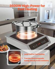 Portable Induction Cooktop, 3500W Commercial Induction Burner With 11 Temperature Settings, Stainless Steel Countertop Induction Hot Plate With 3H Timer, Child Lock, For Restaurant Cooking - 3500W Commercial 3H Timer - View 2