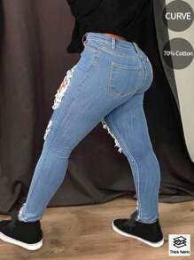 Ripped Skinny Jeans, Minimalist And Fashionable, Suitable For Summer