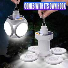 1pc Solar Football Light Long Battery Life Charging Camping Lamp Five-Sided Luminous Multi-Function Folding Suitable For Outdoor Camping Household Emergency Bulb Lamp - White - View 2