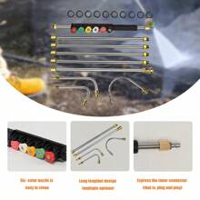 10/Set Pressure Washer Extension Rod, 1/4" Quick Connect Electric Washer Gun With 6 Nozzle Tips, 30°, 90°, 120° Gutter Cleaning Curved Rod, 4000 PSI For Roof Gutters, Facades