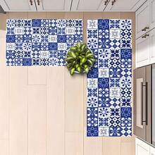 1pc Bohemian Square Pattern Printed Anti-Slip Silica Gel Kitchen Mat, 3D Printed Rectangular Carpet For Living Room, Bedroom, Hallway, Bathroom, Laundry Room - Polyester Rug For Indoor And Outdoor Home Decor - XXCFD005 - View 5