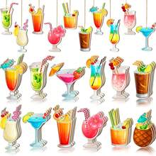12pcs/24pc/36pc Summer Wooden Hanging Ornaments, Tropical Beach Christmas Tree Cocktail Decoration, Hawaii Beach Wooden Pendants With Ropes, For Hawaiian Party Supplies; Summer Themed, Playful & Cute; They Are Colorful And Can Decorate Beautifully On Any Occasion; Can Be Used To Decorate Your House, Office And Pool Or Other Outdoor Activities In Summer; Also Great As Gifts For Family, Friends And Colleagues. This Will Be A Lovely Present! - Multicolor - View 3