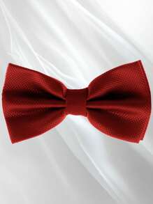 Men's Solid Color Elegant Jacquard Bow Tie, Pre-Tied Double Layer Solid Color Bowtie, Satin Formal Tuxedo Bowknot, Adjustable, Suitable For Groomsmen, Wedding, Party, Formal Events, Holiday Gift