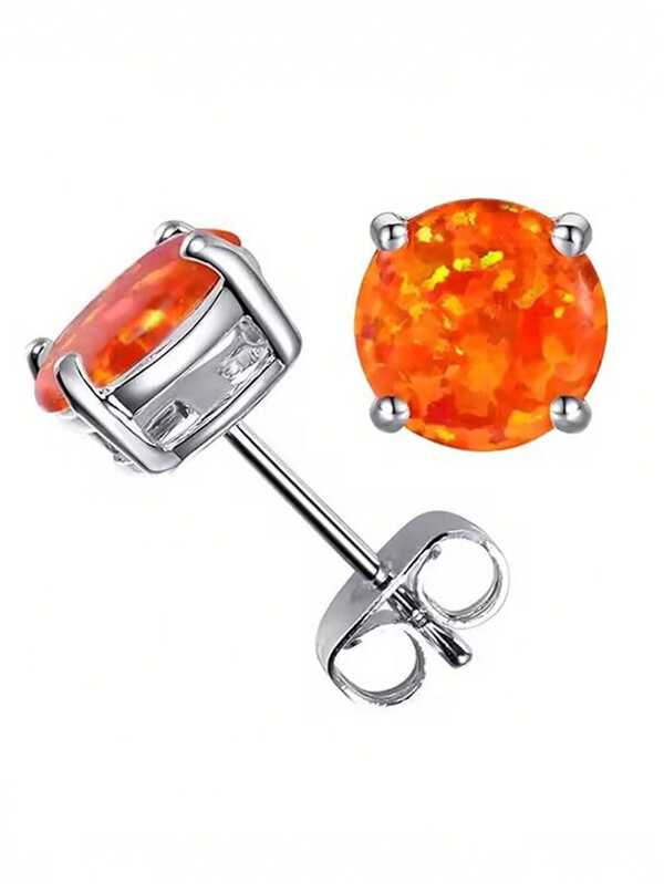 2 piezas Aretes elegantes de mujer color naranja - Estilo bohemio de aleación de cobre y circonita cúbica, perfectos para uso diario y regalo del Día de San Valentín