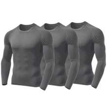 Kit 3 Men's Thermal Shirt UV Protection 50+ Second Skin T-Shirt Blouse Cold Mesh Gym Long Sleeve F7 NEW STYLE - 灰色 - 查看 1