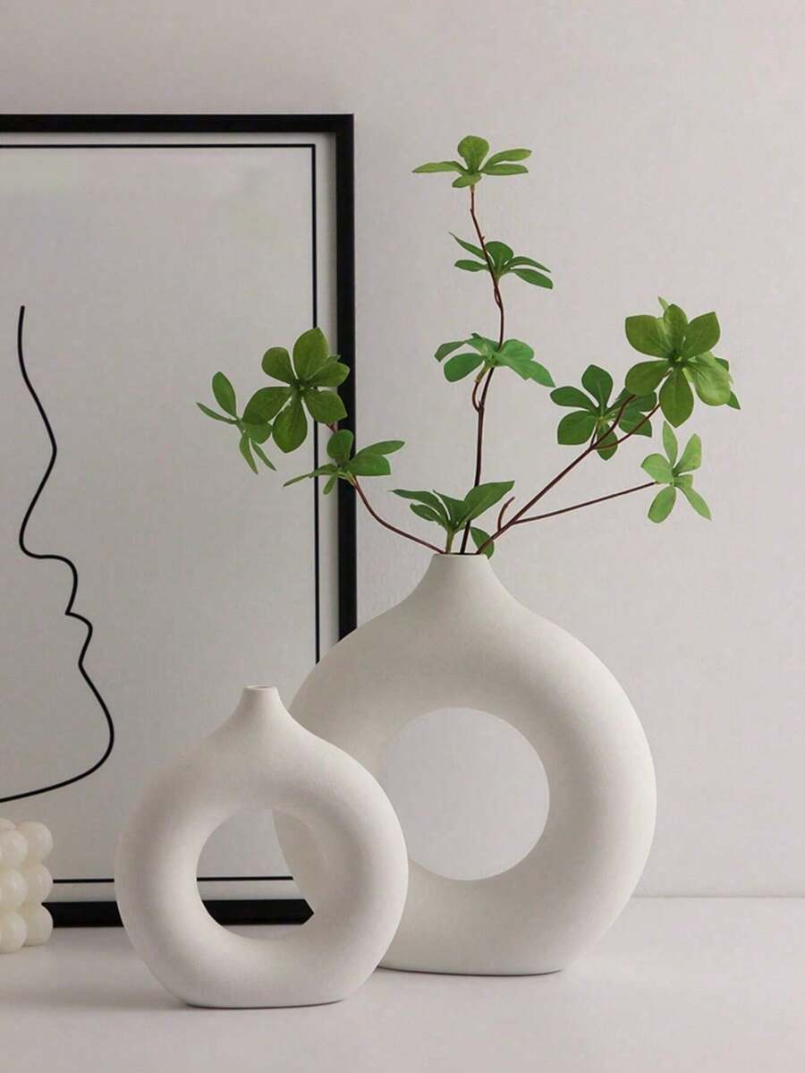 一套圆形花瓶硅胶模具 DIY 简易欧式花瓶石膏模具 家居装饰摆件环氧树脂模具 手工艺品生产铸造模具 - 白色 - 查看 1